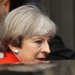 Britain’s Prime Minister Theresa May leaves the BBC, in London