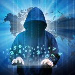 Computer,Hacker,Silhouette,Of,Hooded,Man,With,Binary,Data,And
